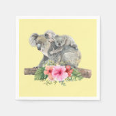 Mama & Baby Koala Bears Niedlich Watercolor Serviette (Vorderseite)