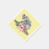 Mama & Baby Koala Bears Niedlich Watercolor Serviette (Ecke)