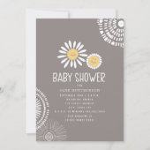 Mama Baby lächelt Daisies Amethyst Babydusche in Einladung (Vorderseite)
