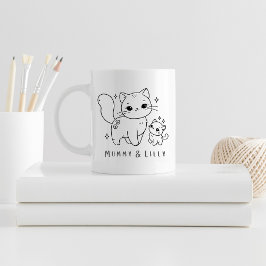 Mama & Baby Niedliche Katze , Personalisierte Matc Kaffeetasse