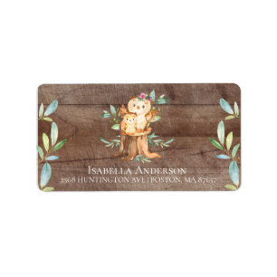 Mama & Baby Owl Babydusche Adressaufkleber