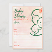 Mama & Baby Peach farbige Babydusche füllen Sie au Einladung (Vorderseite)