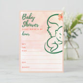 Mama & Baby Peach farbige Babydusche füllen Sie au Einladung (Stehend Vorderseite)