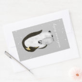 Mama Baby Penguins Winter Snow Gray Baby Dusche Rechteckiger Aufkleber (Umschlag)