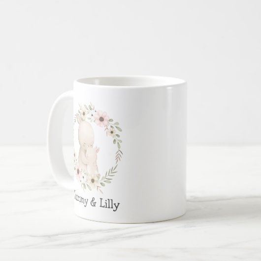 Mama & Baby Rabbit - Personalisierte Familie Kaffeetasse (Vorderseite Links)