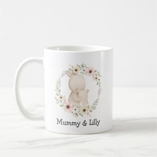Mama & Baby Rabbit - Personalisierte Familie Kaffeetasse