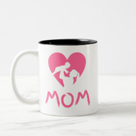 Mama & Baby Silhouette: Herz der Liebe Zweifarbige Tasse