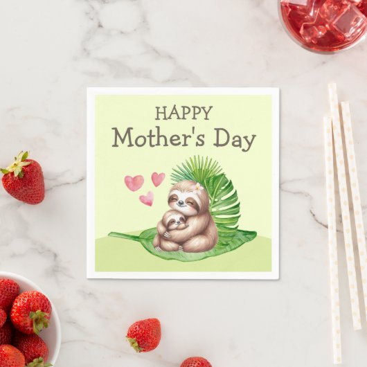Mama & Baby Sloth Anpassbare Napkins Serviette (Beispiel)