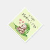 Mama & Baby Sloth Anpassbare Napkins Serviette (Ecke)