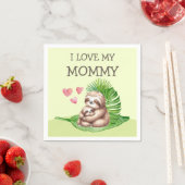 Mama & Baby Sloth Anpassbare Napkins Serviette (Beispiel)