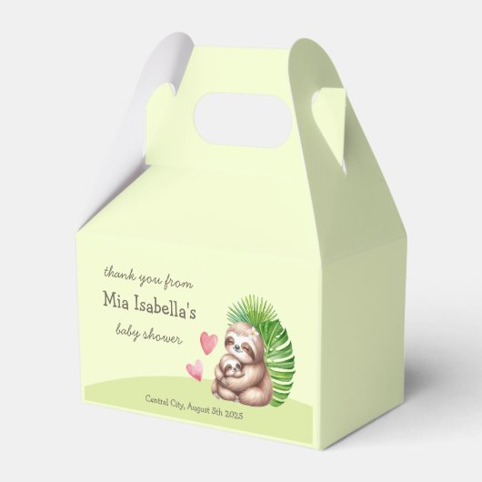 Mama & Baby Sloth - Baby Showboxen Geschenkschachtel (Vorderseite)