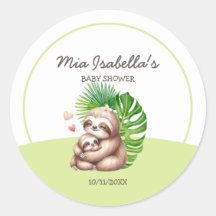 Mama & Baby Sloth Baby Shower Classic Round Sticke
