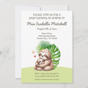 Mama & Baby Sloth Babydusche Einladungskarte