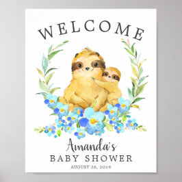 Mama & Baby Sloth Begrüßungstücher Kinderdusche Po Poster