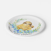 Mama & Baby Sloth Boys Babydusche 7" Platten Pappteller (Schrägansicht)