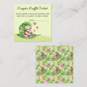 Mama & Baby Sloth Diaper-Raffelschein - Karte