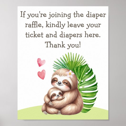 Mama & Baby Sloth Diaper Raffle Baby Shooter Poste Poster (Vorne)