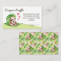 Mama & Baby Sloth Diaper Raffle - Umschließkarte
