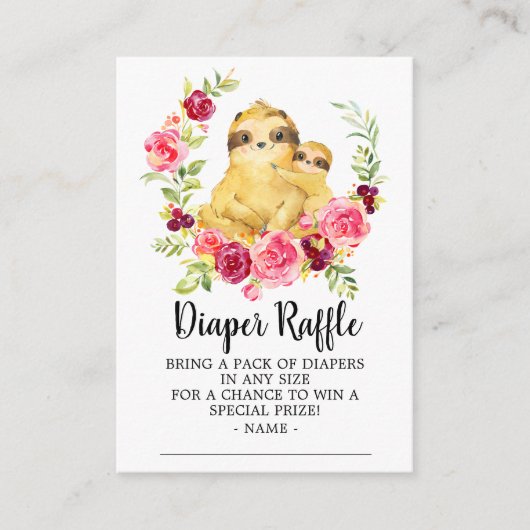 Mama & Baby Sloth Duschduschmaschine - Raffel Tick Begleitkarte (Vorderseite)