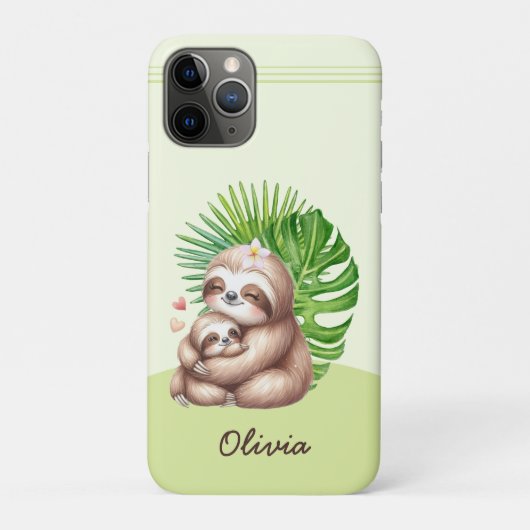 Mama & Baby Sloth individuell anpassbar Case-Mate iPhone Hülle (Rückseite)
