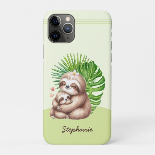 Mama & Baby Sloth individuell anpassbar Case-Mate iPhone Hülle (Rückseite)