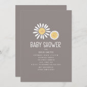 Mama Baby Smiling Daisies Amethyst Babydusche Einladung (Vorne/Hinten)