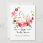 Mama & Baby Swan Babydusche Einladung (Vorderseite)