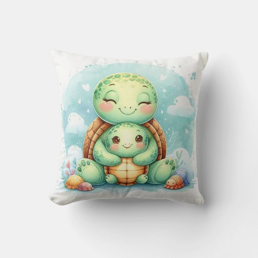 Mama & Baby Turtle Kissen (Vorderseite)