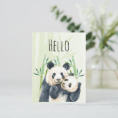 Mama & Baby von Panda Bears in Bamboo Hallo Postkarte (Stehend Vorderseite)