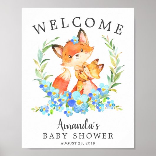 Mama & Babyfox Begrüßungs-Babydusche Poster (Vorne)