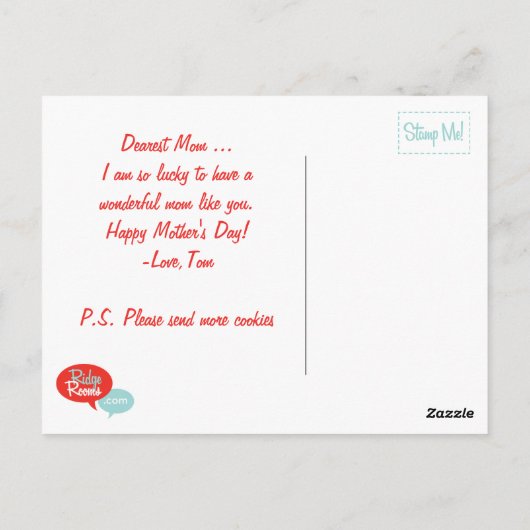 Mama Bäckerei Retro Muttertag Postkarte (Rückseite)