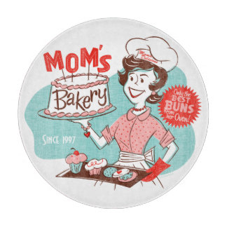 Mama Bäckerei Retro-Schneidebrett (KUNSTBAR) Schneidebrett