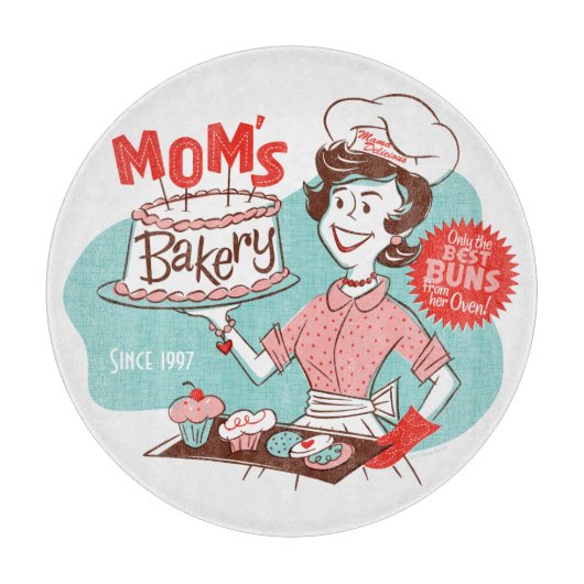 Mama Bäckerei Retro-Schneidebrett (KUNSTBAR) Schneidebrett (Vorderseite)