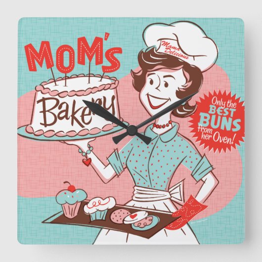 Mama Bäckerei Retro Wall Uhr (Vorderseite)