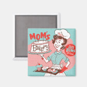 Mama Bäckerei Vintag-Style Square Magnet (grün) (Vorderseite/Rückseite)
