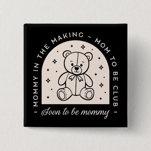 Mama bald Mami schwanger Klub schwarz Button (Vorderseite)