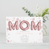 MAMA Balloons Muttertag Brunch Modernes Rosa Grau Einladung (Stehend Vorderseite)