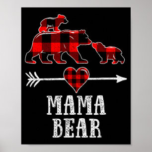 Mama Bär 2 Junge Shirt, Weihnachten Mama Bär Karo  Poster