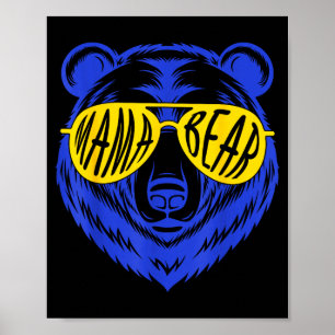 Mama Bär Down-Syndrom-Mutter-Sohn-Tochter-gelb Poster
