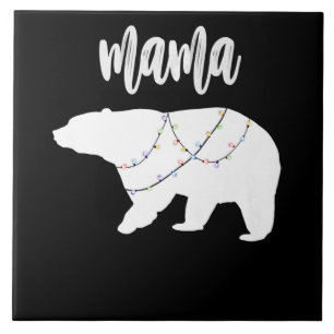 Mama Bär Eisbär Lichterkette Weihnachten Fliese