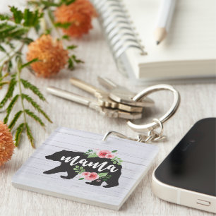 Mama Bär Elegant Rustikale Blumen Blumen Mama Schlüsselanhänger