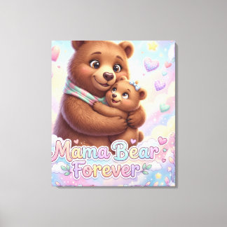 Mama Bär Forever Pastell Regenbogen Kinderzimmer W Leinwanddruck