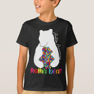 Mama Bär Liebesunterstützung Autismus-Bewusstsein T-Shirt