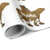 Mama-Bär mit 1 Cub auf Mama's Rücken Geschenkpapier (Rolleneckpunkt)