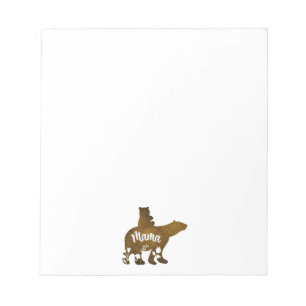 Mama-Bär mit 1 Cub auf Mama's Rücken Notizblock