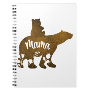 Mama-Bär mit 1 Cub auf Mama's Rücken Notizblock