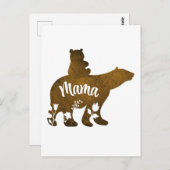 Mama-Bär mit 1 Cub auf Mama's Rücken Postkarte (Vorne/Hinten)