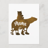 Mama-Bär mit 1 Cub auf Mama's Rücken Postkarte (Vorderseite)