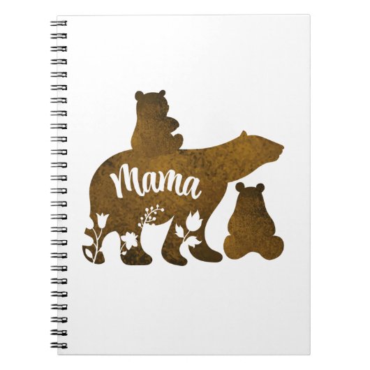 Mama-Bär mit 2 Cubs Mama von zwei Notizblock (Vorderseite)