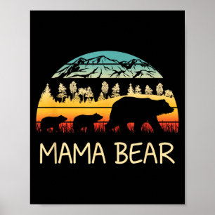 Mama-Bär mit 2 Jungen Retro-Berge Muttertag Poster